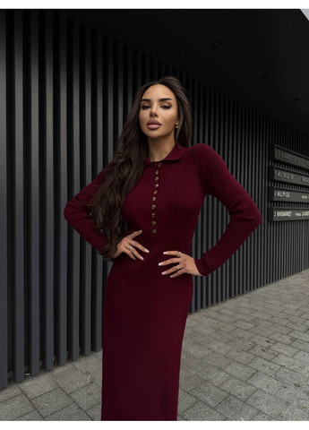 Бордовое повседневный платье женское Гермес однотонное