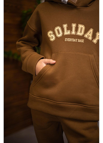 Коричневий зимній костюм підлітковий на флісі брючний IRmAS оверсайз