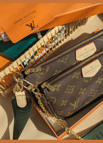 Сумочка жіноча 3в1 Луї Вітон Multi Pochette bag (корич.+зелений) No Brand (322560205)