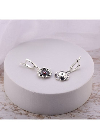 Сережки срібні з квітами Калачик Granat 925 Zirkon Skifska Etnika (364202678)