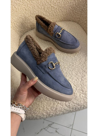 Лофери замшеві з теплим хутром No Brand Лоферы (370369288)