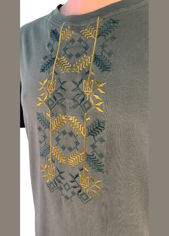 Хакі (оливкова) футболка love self кулір хакі вишивка соняшник р. 5xl (58) з коротким рукавом 4PROFI
