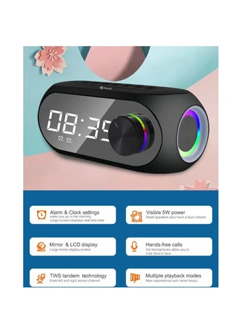 Портативная колонка, часы, будильник LP2S Bluetooth 1200mAh 5Вт Black Kisonli (391076520)
