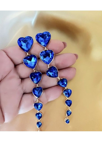 Сережки біжутерія довгі Сині серця No Brand (361080979)