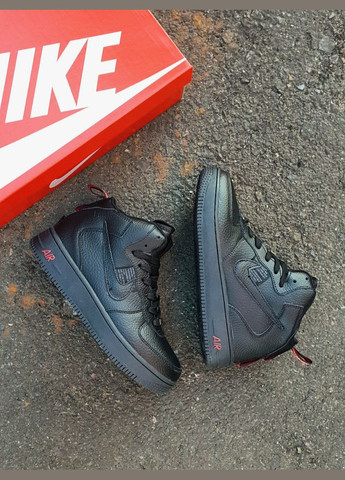 Кросівки зимові жіночі Nike Air Force 1 utiliti winter high black fur | Найк Аір Форс 1 високі чорні з хутром No Brand чорні зими (309006110)