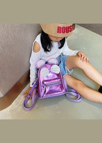 Маленький детский рюкзак Микки Маус с ушками и бантиком Фиолетовый No Brand (301594286)