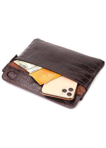 Елегантний чоловічий клатч із натуральної шкіри з кишенями коричневий (sku_21547) No Brand (328922411)