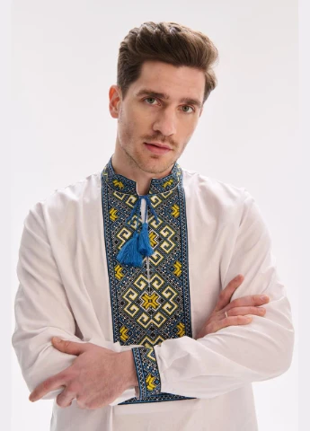 Біла чоловіча вишиванка "назар" MEREZHKA бавовна (306816579)
