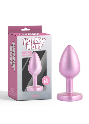 Анальная пробка розовая с перламутром MATRIX MONT и розовым камнем в форме сердца, размер S Chisa (363980363)