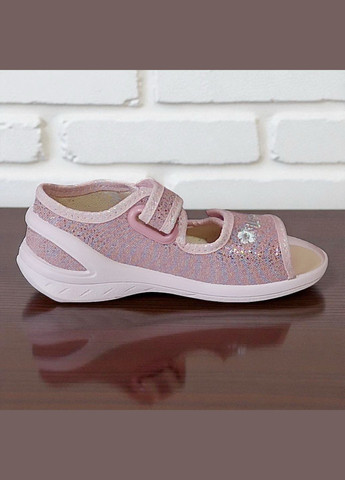 Текстильні тапочки для дівчинки відкриті ортопедичні капчики на липучках Валді Waldi (342098020)