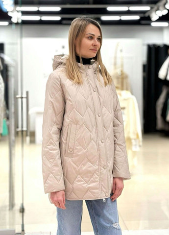 Светло-серая демисезонная женская куртка cream white CHANEVIA