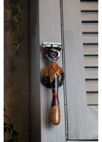 Набор подарочный Станок для бритья Серый и бордовый перламутр Коробка со смолой EpoxyWood Ukraine Округла (360898027)