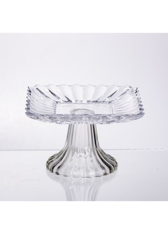 Тортівниця скляна квадратна на ніжці, прозора підставка для торта, десертів, сервірування столу 16×16 см 64486-16 Yiwu (370801406)