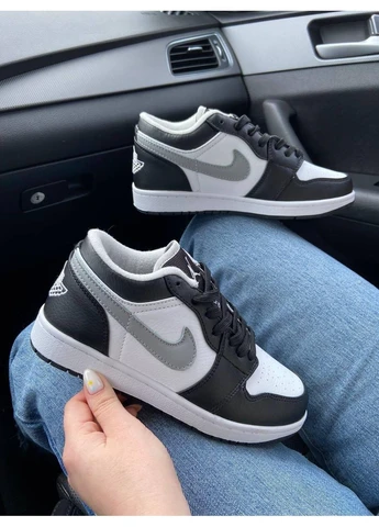 Черные летние кроссовки nike air jordan 1 low black grey найк аир джордан No Brand