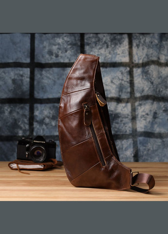 Мужская сумка с большим количеством карманов из натуральной кожи 22962 Коричневый Vintage (348358979)