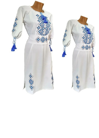 Біла підліткове плаття вишиванка для дівчинки біле family look 146 - 164 (366080090)