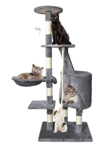 Когтеточка дряпка кошачий дом лежак дерево игровая зона напольная для кошек и котов 118x49 см (476846-Prob) Серая Unbranded (291984578)