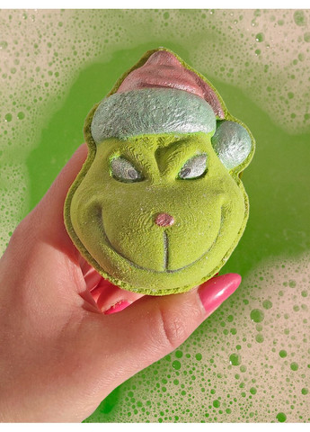 Новорічна бомбочка для ванни "Грінч" об'ємна 3D, шипуча для дітей та дорослих аромат яблучна жуйка 105 г No Brand (370788269)