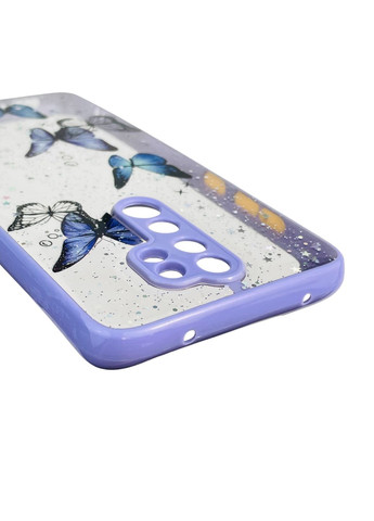 Чехол для Redmi Note 8 Pro с блёстками с бабочками на сяоми редми нот 8 про сиреневый Xiaomi (366023293)