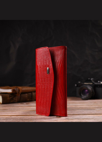 Жіночий гаманець з натуральної шкіри з тисненням із монетницею 21698 Червоний Canpellini (306881485)
