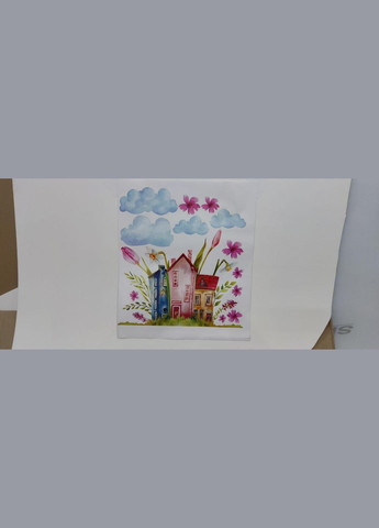 Наклейка вінілована стіну Будинки із хмаринками самоклейка розмір листа набору М 500х540мм Zatarga (336965358)