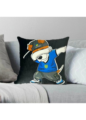 Подушка патриотическая 3D "Пес Патрон Вірний оберіг України" 2711_E 12747 50х50 см черная Fashion (297158761)