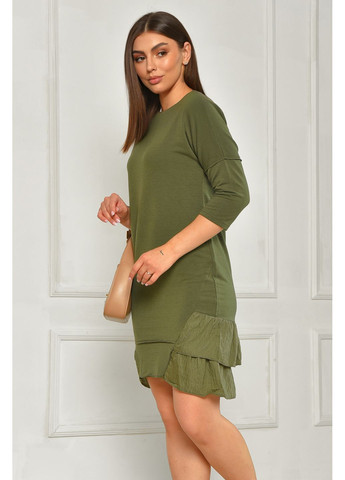 Оливкова (хакі) джинсова сукня жіноча кольору хакі а-силует Let's Shop однотонна