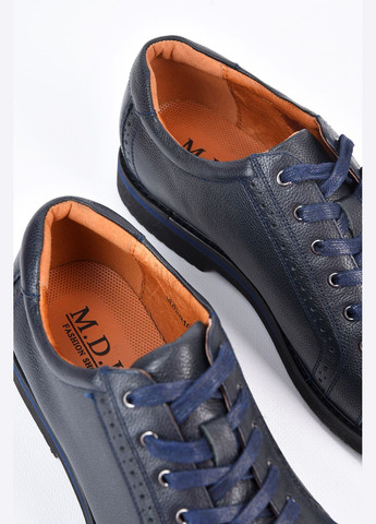 Темно-синие классические туфли мужские темно-синего цвета Let's Shop на шнурках