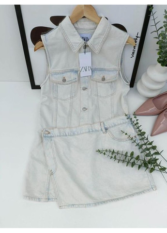 Білий джинсова сукня міні Zara