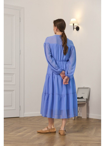 Блакитна сукня шифон з кутасами волошковий Bessa