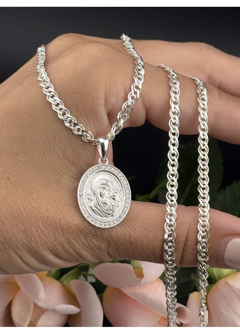 Комплект релігійний жіночий "Іконка з ланцюжком" з камінням цирконію Харків Ланцюг (370188134)