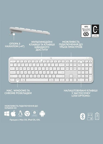 Клавиатура беспроводная Signature Slim K950 US OffWhite USB (920-012466) Logitech (336953963)