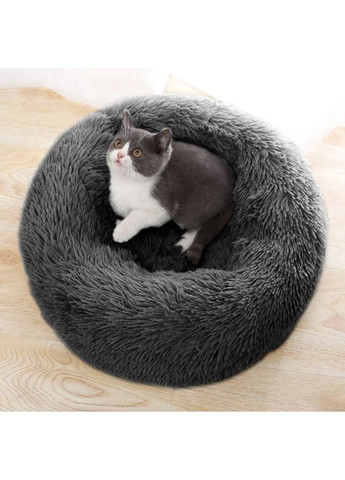Лежак-пуфік для котів собак сірий круглий UKC (370187995)