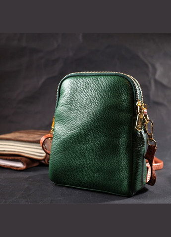 Невелика сумка трапеція для жінок з натуральної шкіри 22268 Зелена Vintage (298921152)