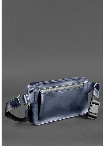 Кожаная поясная сумка Dropbag Maxi темно-синяя BlankNote Поясна сумка (348359343)