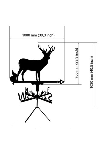 Флюгер на будинок Олень, флюгер на дах з металу 3 мм. No Brand (368896431)
