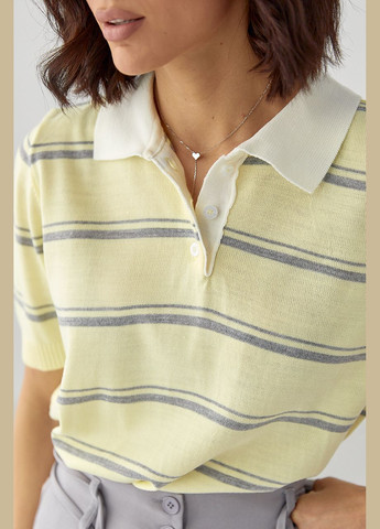 В'язане поло в смужку - бірюзовий колір Lurex - (335077279)