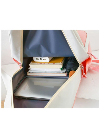 Шкільний набір 5 в 1 рюкзак, сумка-шопер, пенал, сумочка-клатч через плече, сумочка-мішечок синій з рожевим 1312 No Brand (362475054)