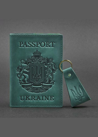 Подарунковий набір шкіряних аксесуарів з українською символікою зелений (A-027581) BlankNote (328444910)