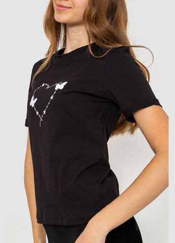 Чорна демісезон жіноча футболка з принтом, колір білий, Ager