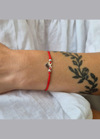 Серебряный Красный браслет Оберег Сердце серебро 925 пробы Родированное 75306 0.92г Nobrand (363969382)