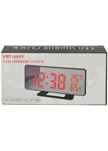 Часи настільні електронні з будильником і термометром VST-888Y дзеркальні чорні для дому та офісу цифрові годинники ProDobro (365441316)