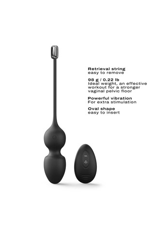 Вагінальні кульки LOVE BALLS BLACK, вібрації та рухи внутрішньої кульки, пульт ДК Dorcel (316226112)