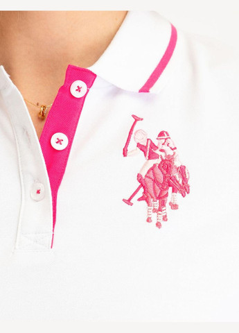 Жіноча футболка поло MULTI TONAL BIG LOGO POLO XS біла (рожевий комір) U.S. Polo Assn. (286761224)