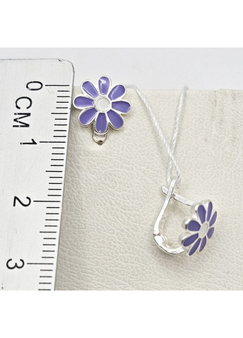 Серьги серебряные с ювелирной фиолетовой эмалью "Ромашки" 1,7 г No Brand (369736738)