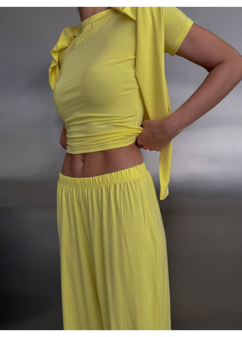 Костюм (брюки, топ, логслив), цвет Светло-зеленый No Brand (361120259)