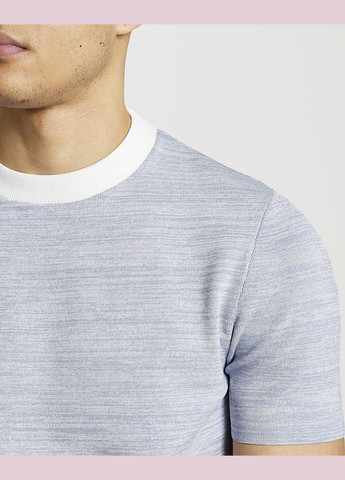 Блакитна футболка пл.матеріал,блакитний-білий, River Island