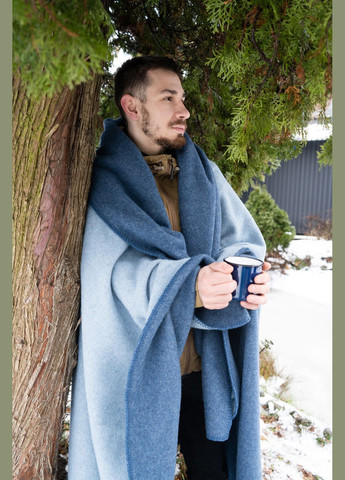 Плед-ковдра вовняна синя/блакитна (A-025231) Love You (324834687)