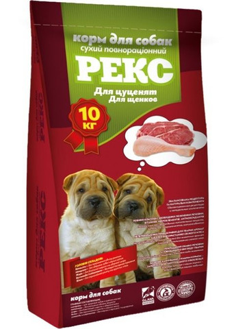 Рекс Корм для щенков (красный) 25/10, 10 кг РЕКС (290851580)