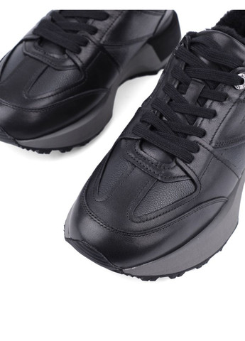 Женские Кроссовки H2301B-30-1M Черная Кожа Attizzare чёрные зима (368527750)